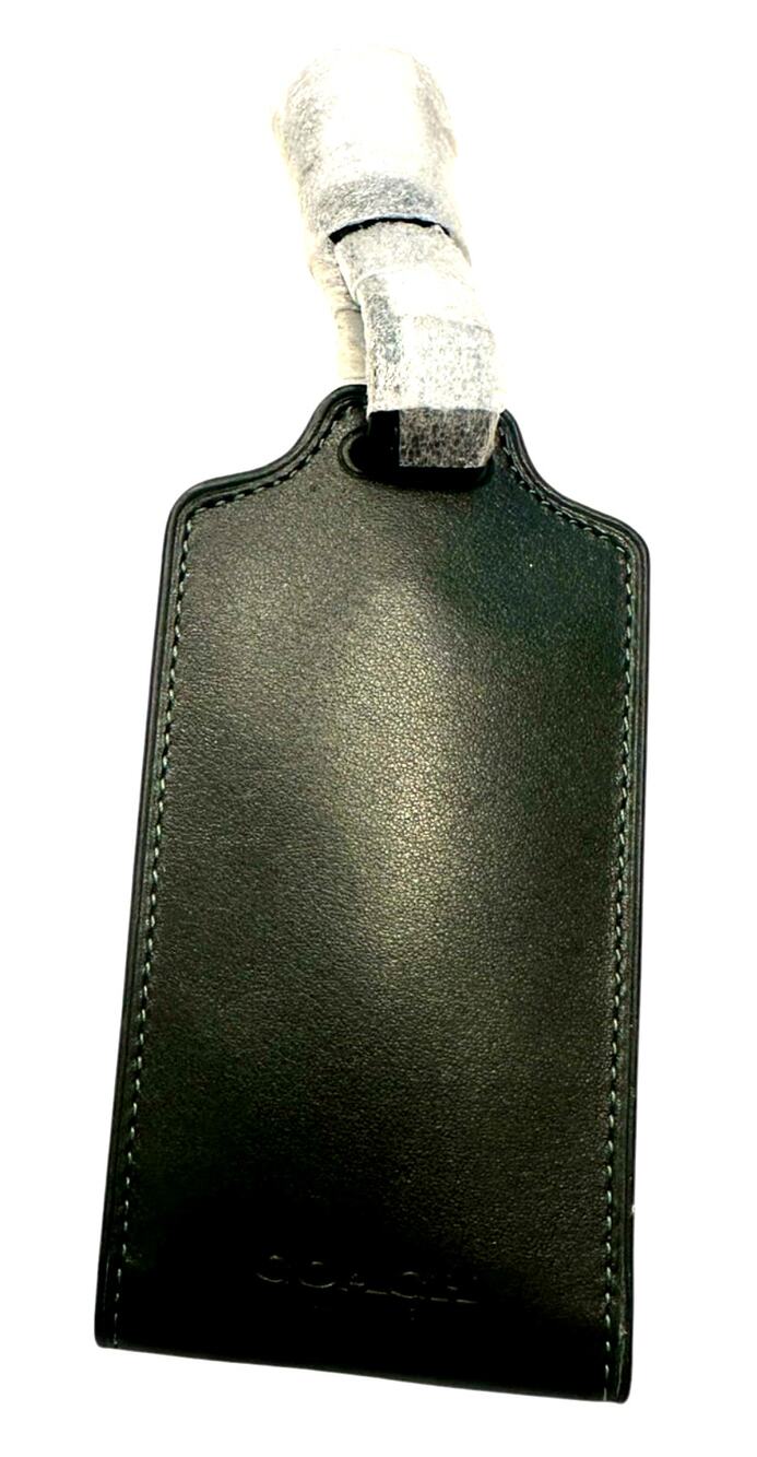 Coach Deep Olive Green Leather Luggage Tag Gunmetal Hardware ~ Brand New
